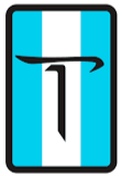 turquoise white and black logo for De Tomaso