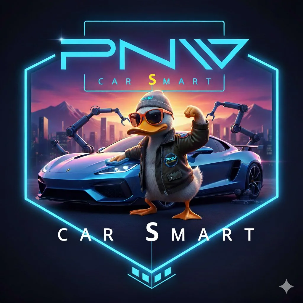 STYLZ FLEXING ARM STANDING BY BLUE SUPERCAR LEATHER COAT PNW CAR SMART LOGO