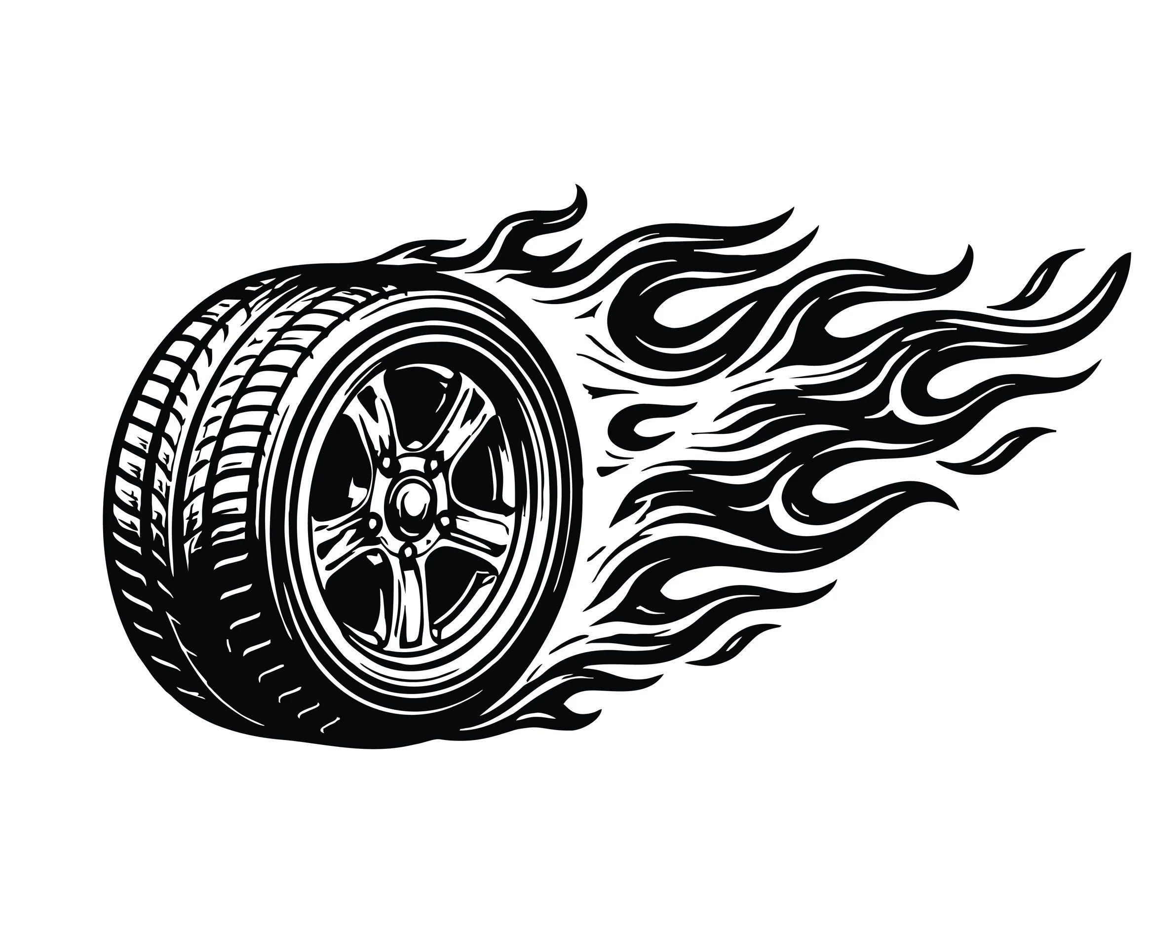 CUSTOM WHEEL ON FIRE BURNING