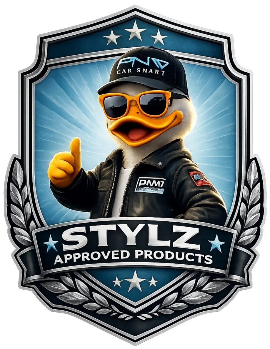 our duck dude, mascot , stylz giving thumbs up stylz approved log in blue with pnw car smart