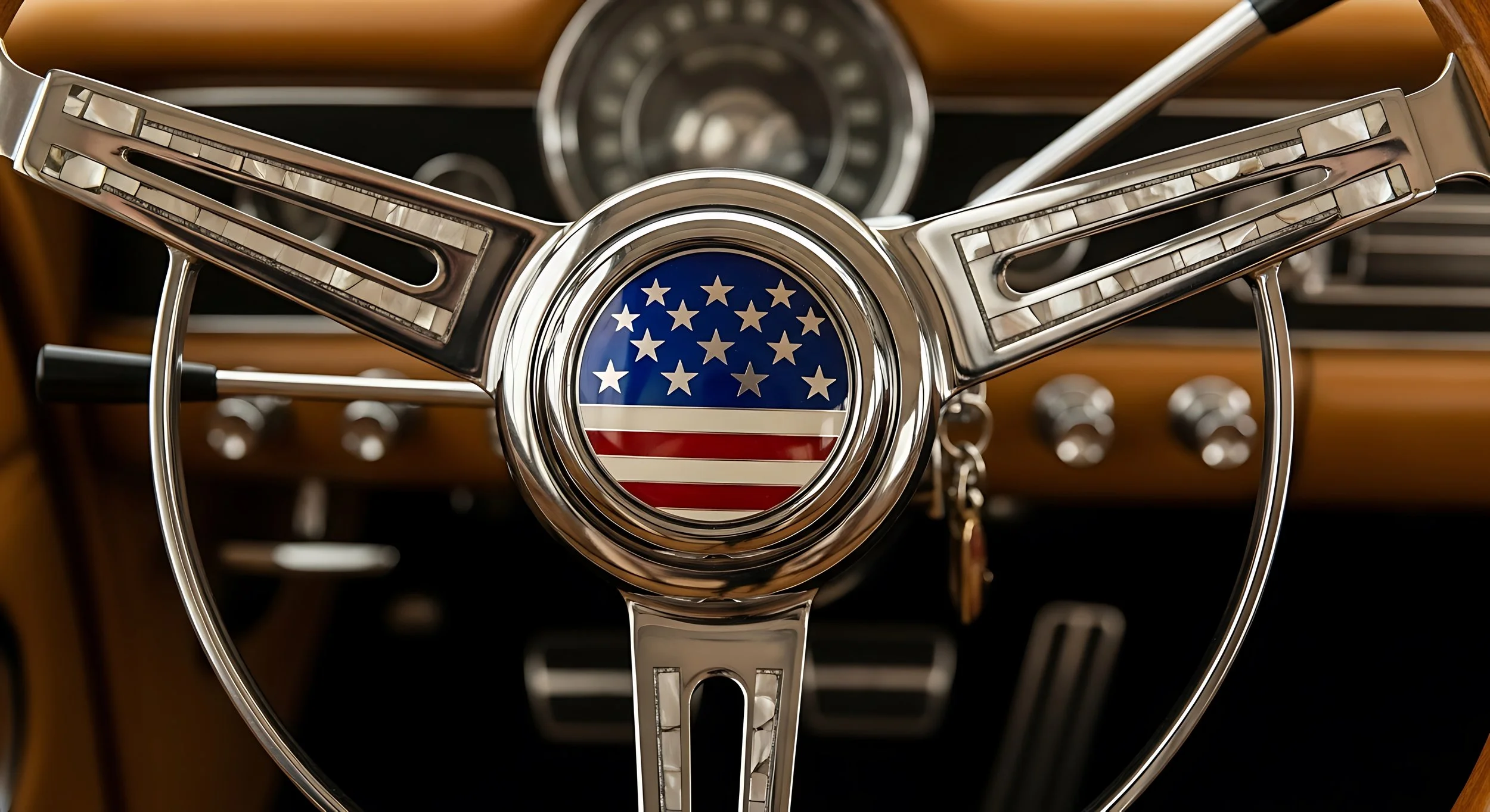american flag car steering whill stars and stripes