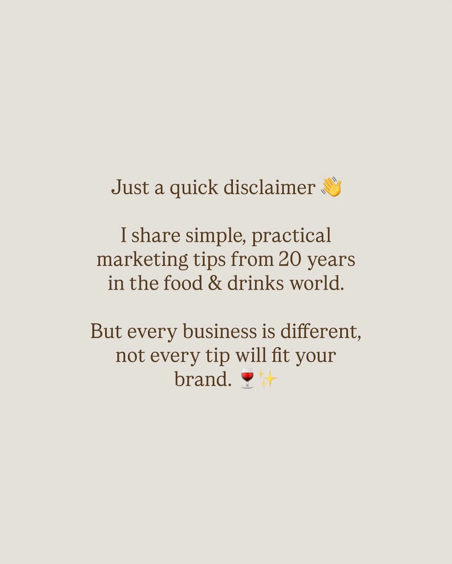 Everything I share here is designed to help demystify marketing in the food and drinks space; simple, actionable advice from my very real-world experience.

&hellip; but every business of course has different goals, challenges, capabilities, target a