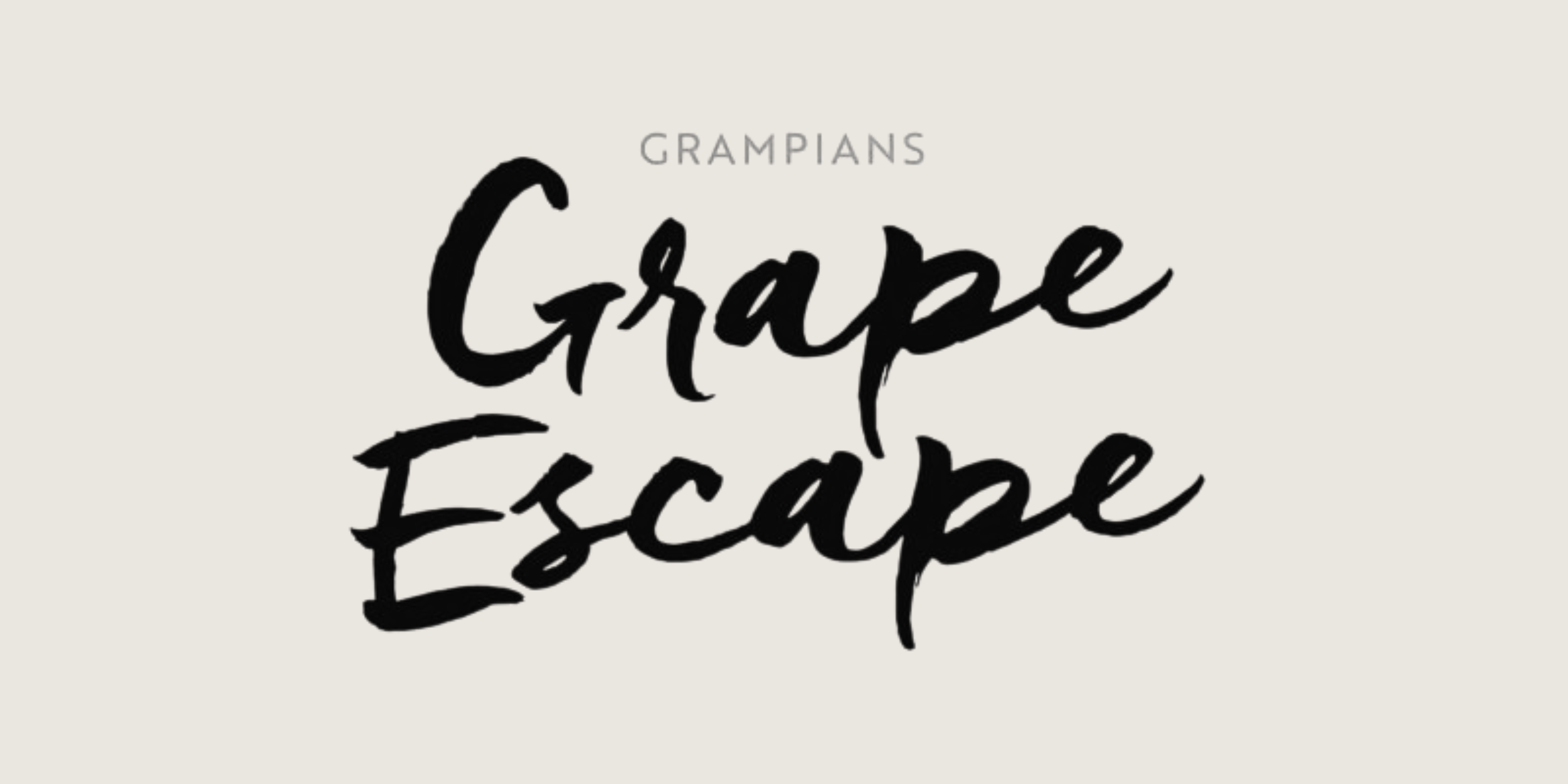 Text that reads 'Grampians Grape Escape' with a light beige background.