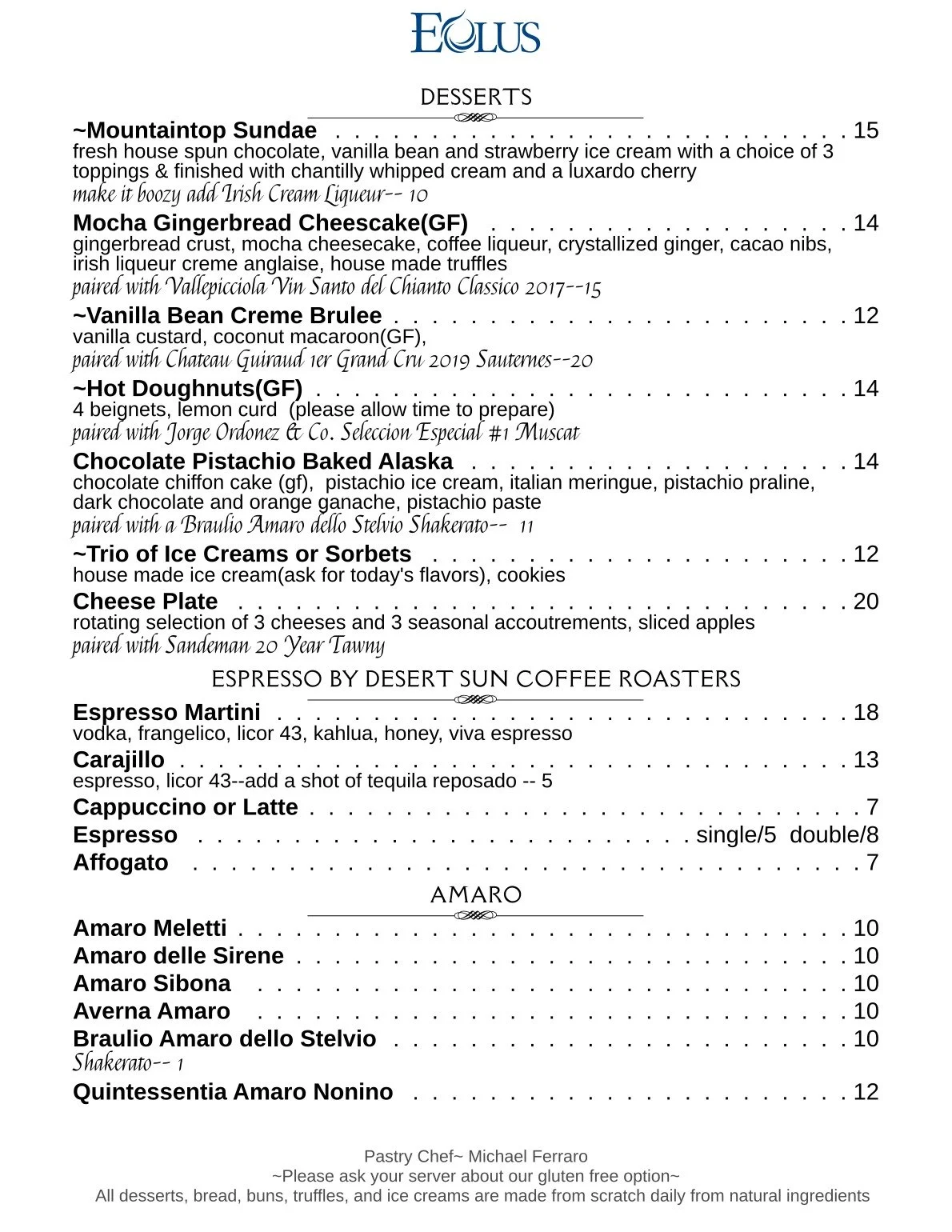 Menu | Explore Our Offerings — Eolus Bar & Dining