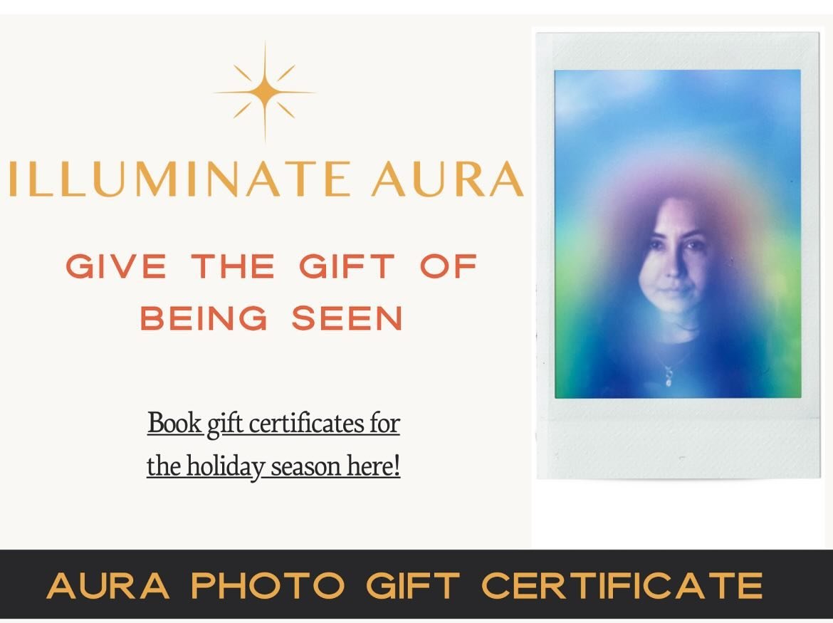 Give the gift of an immersive aura photo experience at ILLUMINATE AURA this holiday! ✨

Not only does the recipient experience an aura photo and reading but they also get a one-of-a-kind photographic keepsake of their brilliant human energy field tha