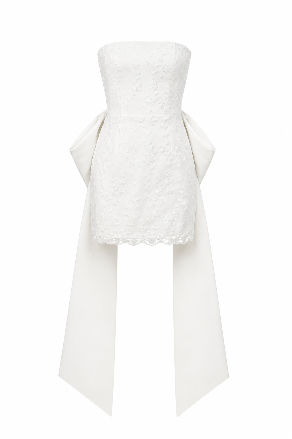 Magical Strapless Back-Bow Pearl Mini Dress