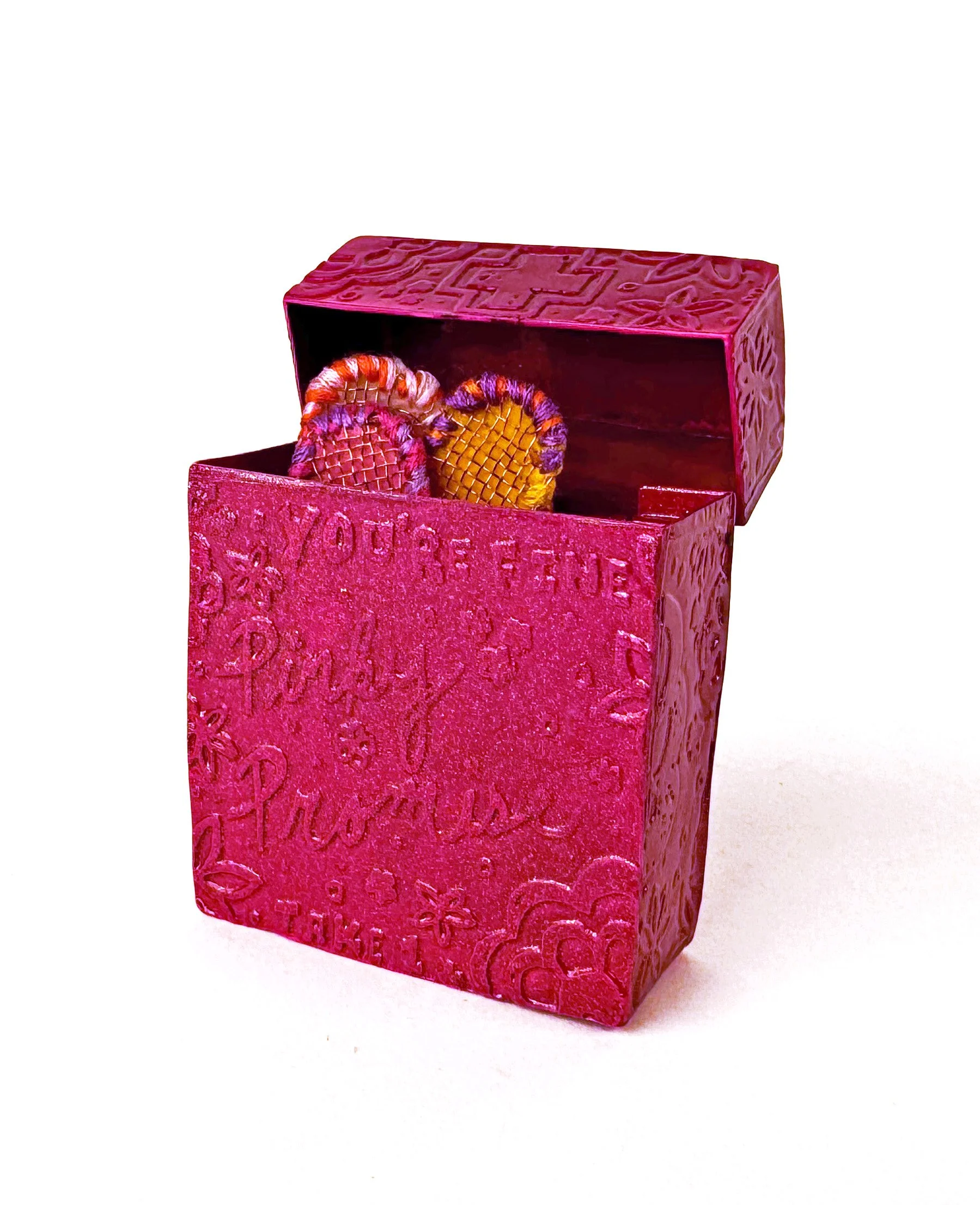 Pinky Promise - front, 2024, Copper, powder-coat, 4" x 3" x 1"