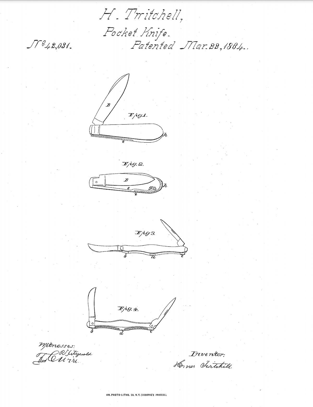 In yet another "first" for Naugatuck, Homer Twitchell, a well-known name in Naugatuck, was awarded a patent in 1864 for an improvement to the design of pocketknives.