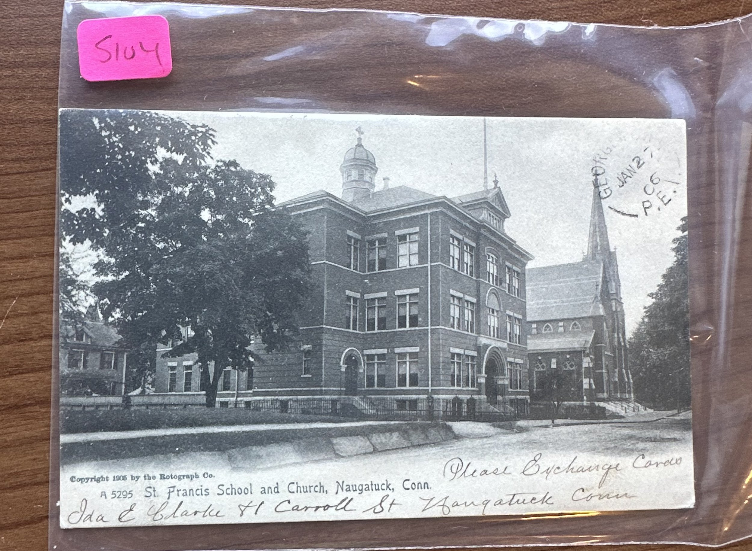 Postmarked: JAN 24, (6 PM) 1906