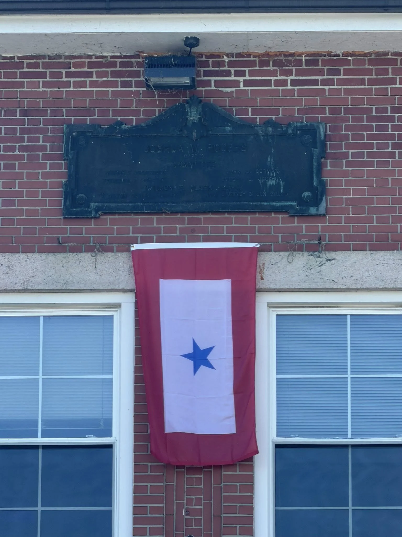 October 4, 2025 - "The Blue Star Service Flag… if you’re wondering what this new flag is on both firehouses, it is to honor Firefighter Josh McFarland during his deployment.  These flag’s will be displayed during his entire deployment. Stay safe brot
