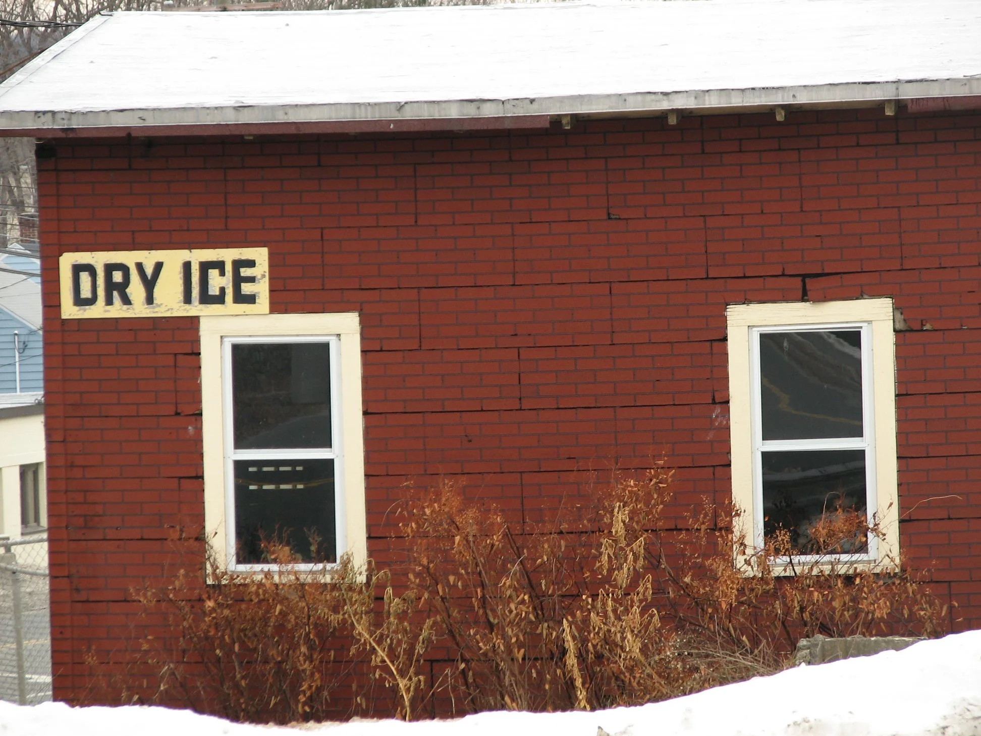 D. Thurston's and Sons on Rubber Avenue - pictures from December 2007.  "The main building had a roof collapse over the original ice house during the heavy snow in January 2011. Due to the damage from the collapse the building was torn down.
I rememb