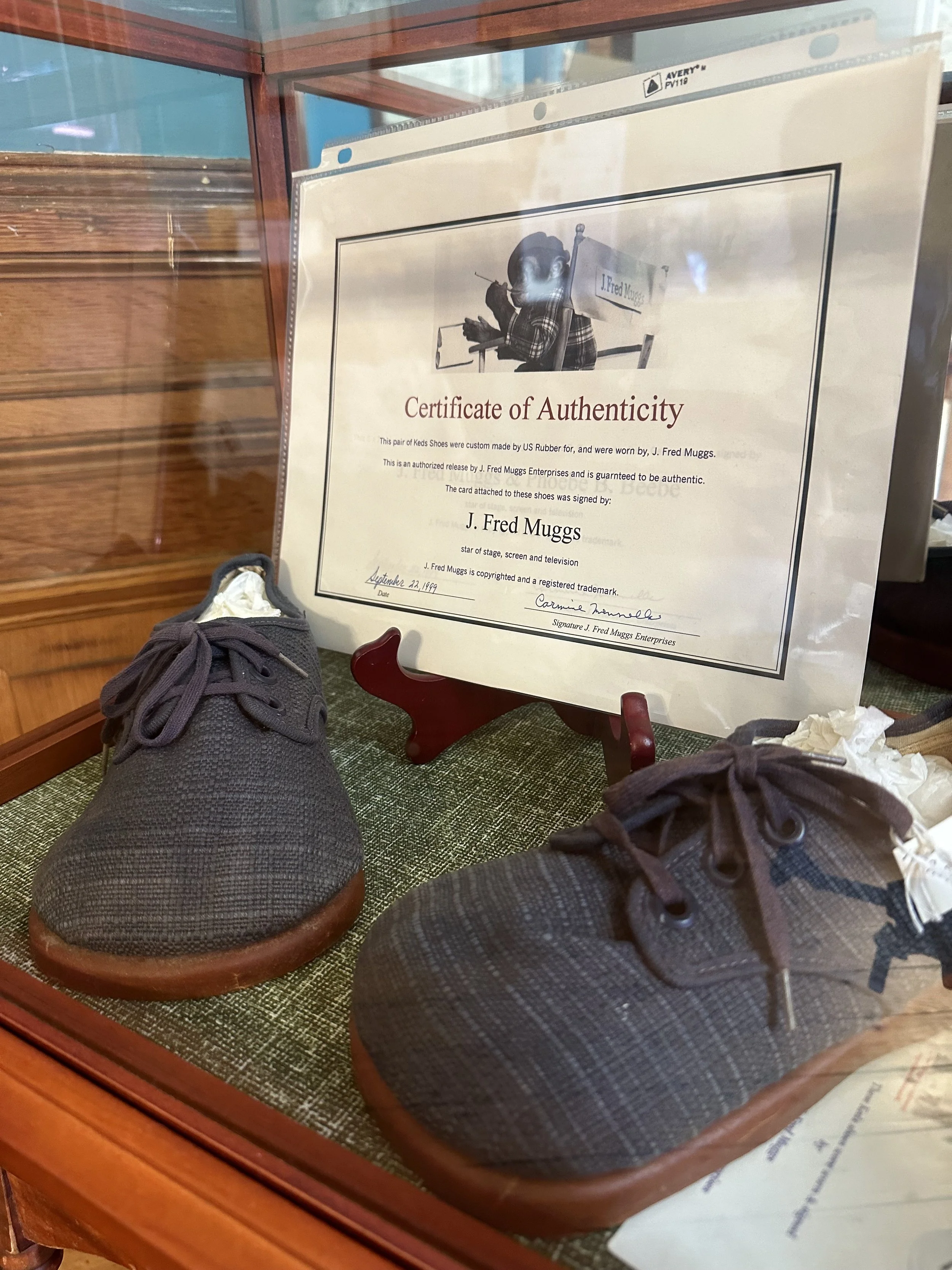 Keds shoes custom-made in Naugatuck, US Rubber for J. Fred Muggs (image taken from previous exhibit at museum)