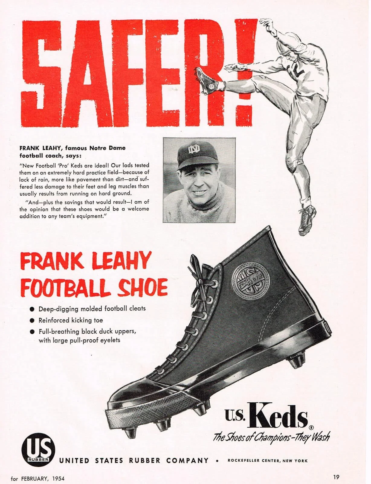 Keds 1951 advertising campaign for the Frank Leahy Ked’s Shoe
