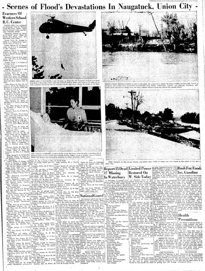 Naugatuck Daily News flood edition, August 21, 1955
