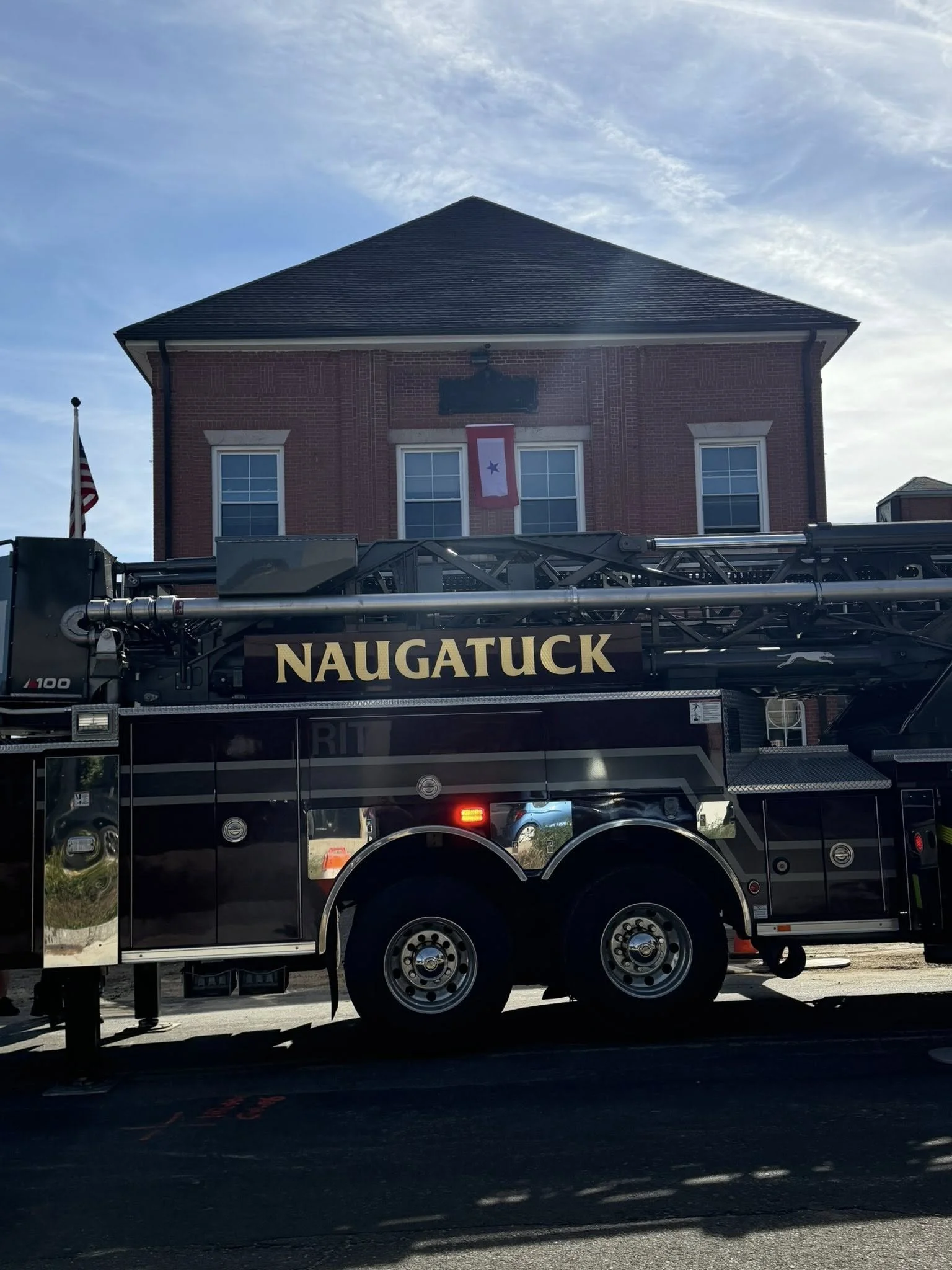 October 4, 2025 - "The Blue Star Service Flag… if you’re wondering what this new flag is on both firehouses, it is to honor Firefighter Josh McFarland during his deployment.  These flag’s will be displayed during his entire deployment. Stay safe brot