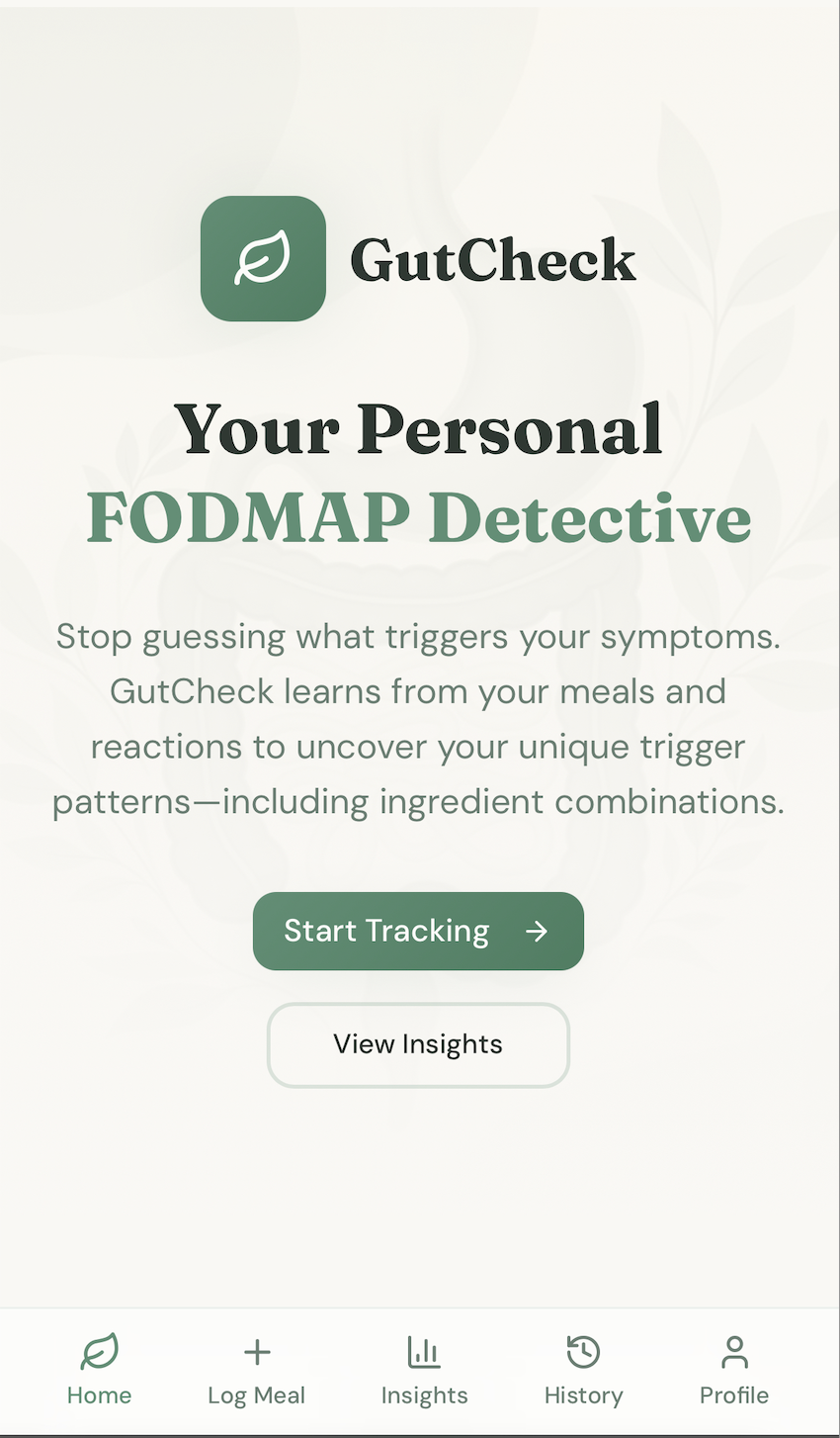 GutCheck app Home Screen