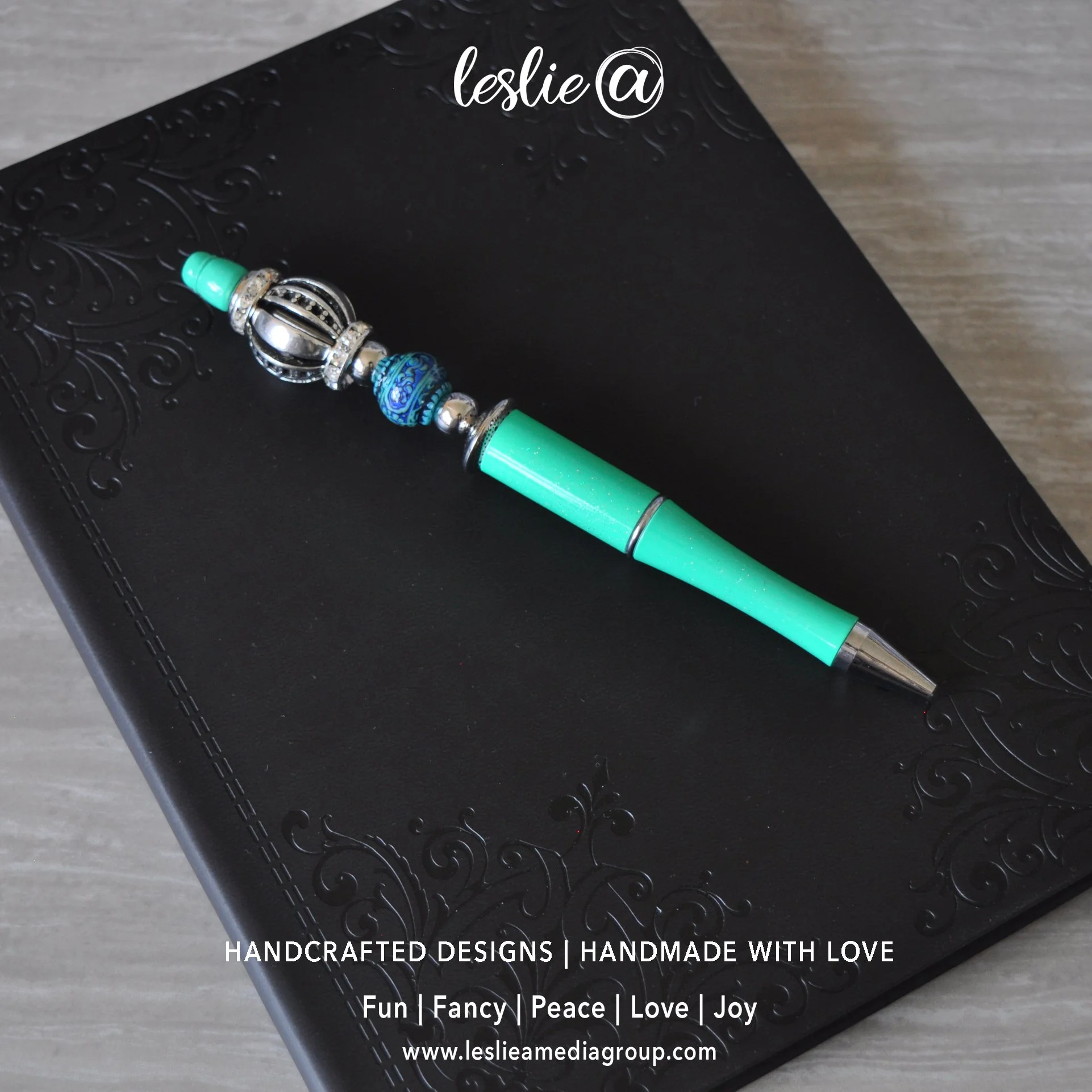 Elegant Beaded Pen - Mint Green
