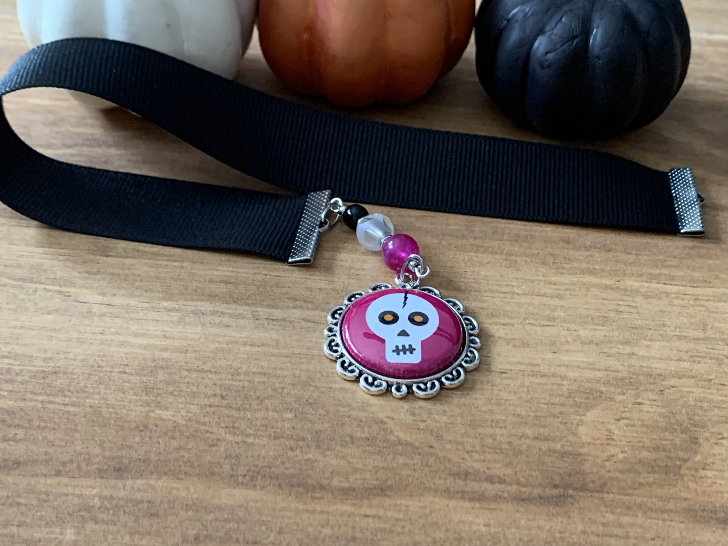 Pink Skelly Bookmark