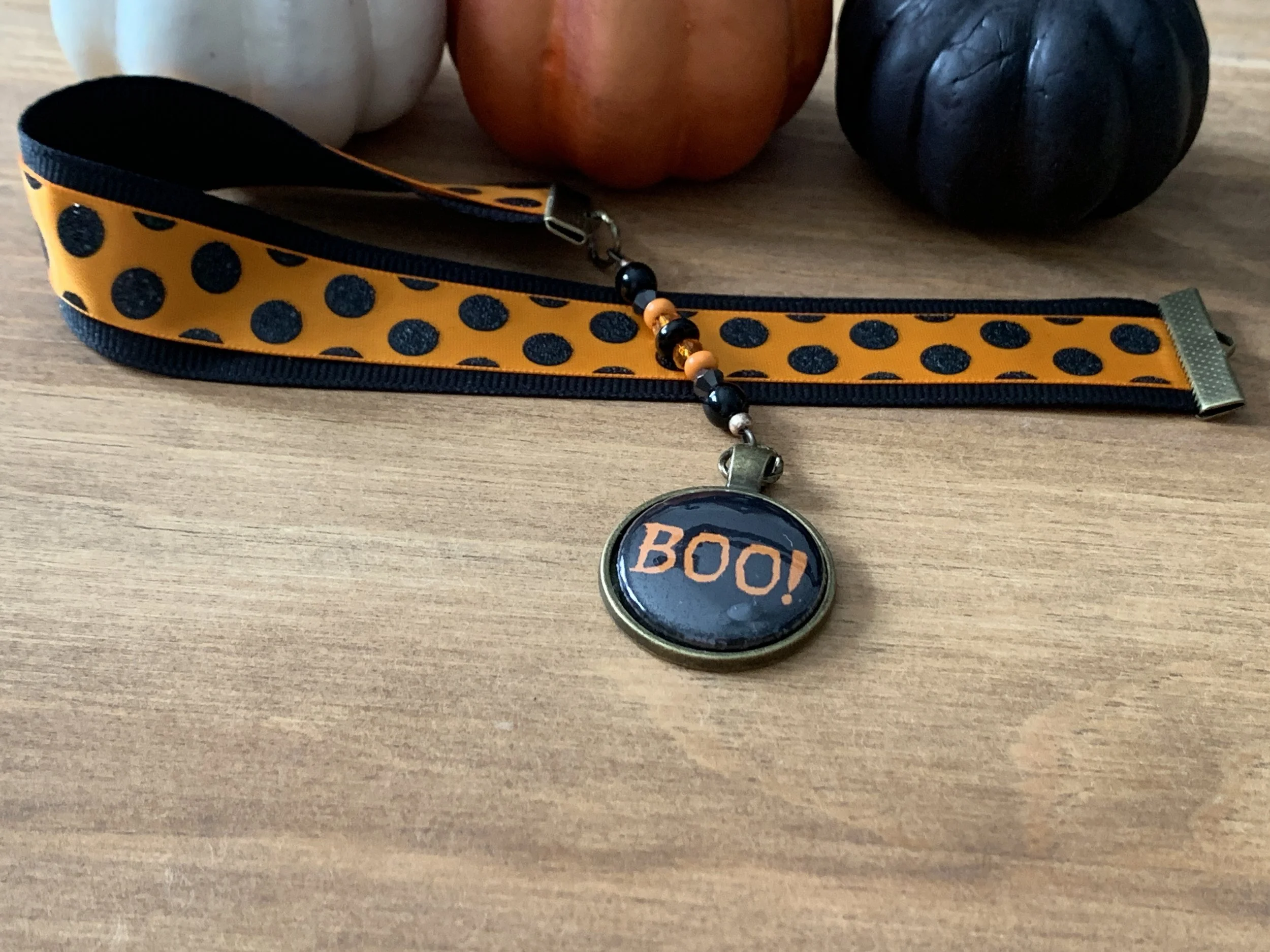 Orange Polka Boo Bookmark