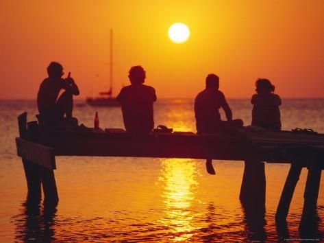 Tourists Enjoying the Sunset, Roatan, Largest of the Bay Islands, Honduras, Caribbean Sea.jpeg