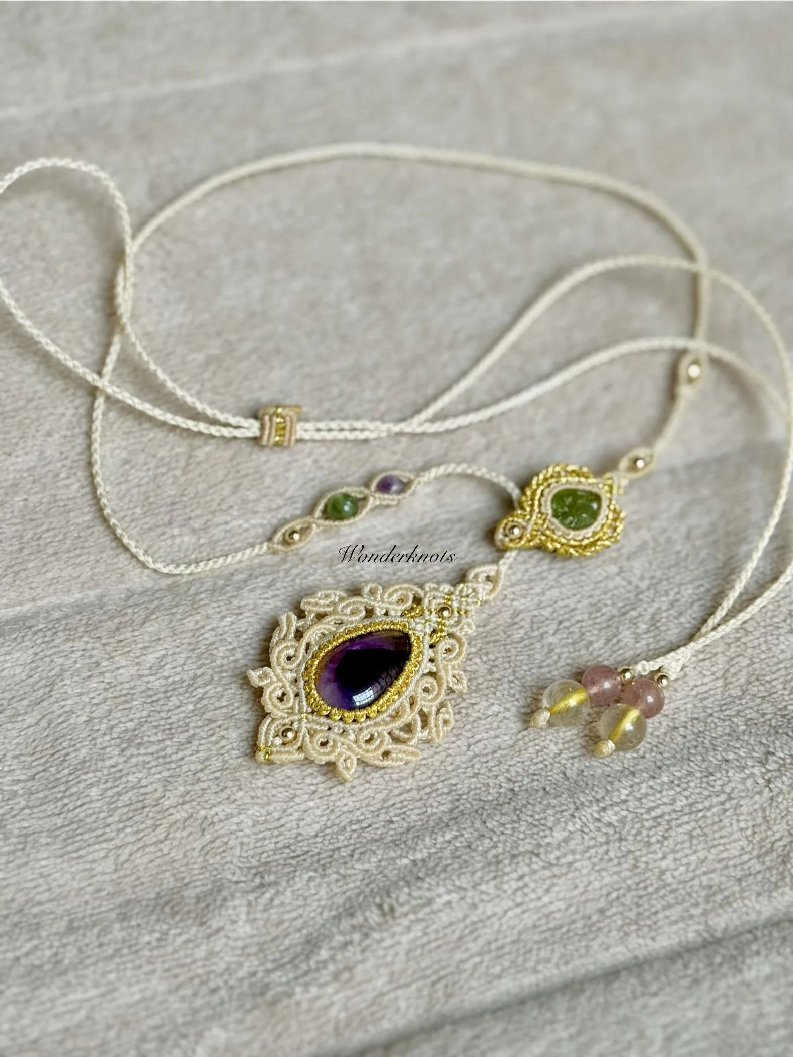 Trapiche Amethyst & raw Peridot necklace