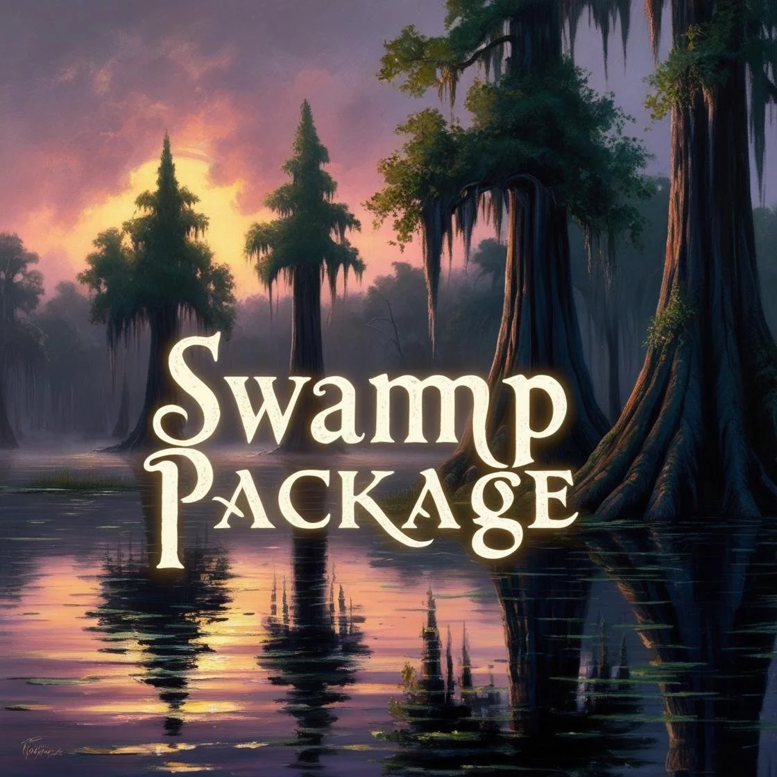 a swamp with the word %22Swamp Package%22 floating above the water.jpg