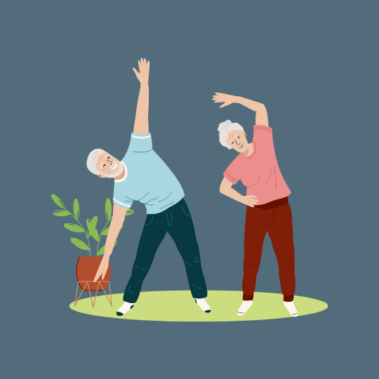 Elderly couple exercising