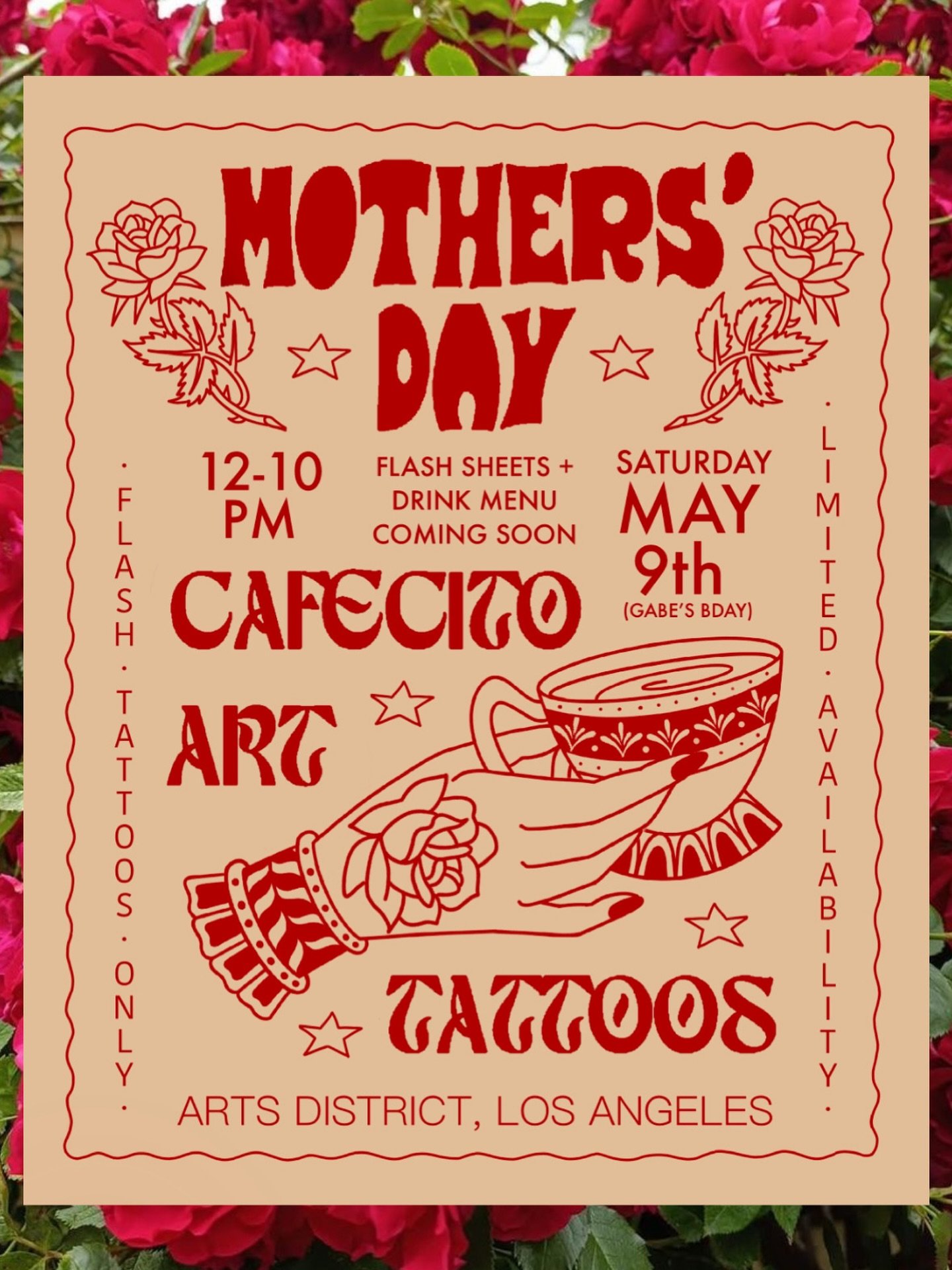 Save the date &hearts;️🌼 A little collab with @evelvme X @_esquincle X @el.gabe.tattoos pal d&iacute;a de madres 💐 Flash sheet and cafecito menu coming soon. Stay tuned! 🤗