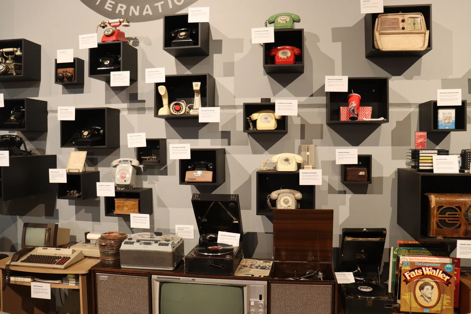 Radios and telephones on display