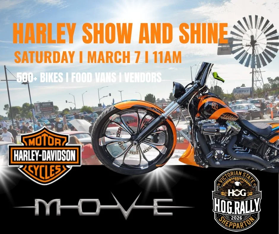 🔥 MONSTER LONG WEEKEND AT MOVE 🔥

This long weekend, MOVE comes alive. Get ready to feel the rumble as the Harley roll into town and we prepare to cheer on Oscar Piastri as he takes to the track for his home race.

Not to be missed, Only at MOVE...