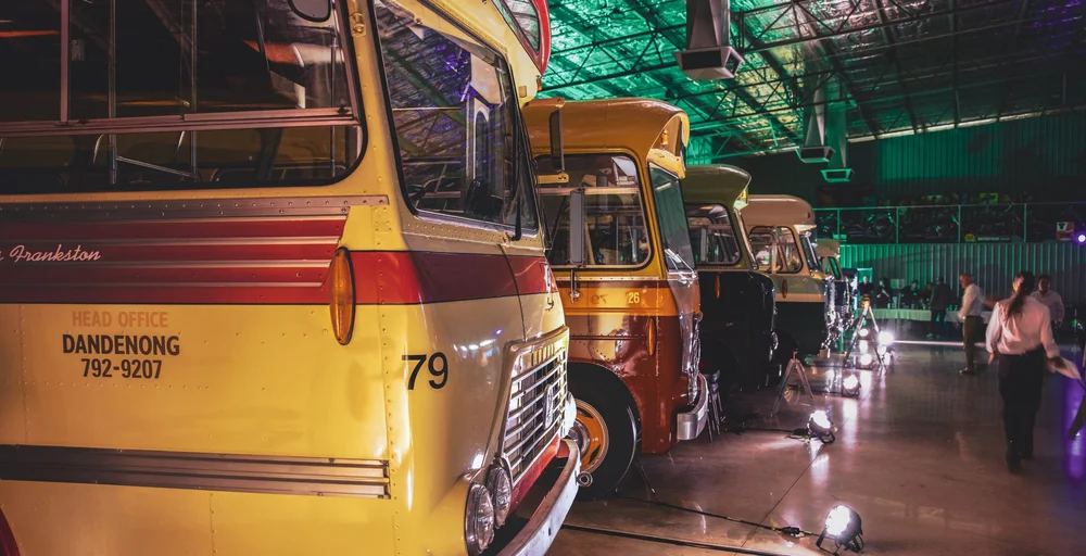 Restored classic buses at MOVE
