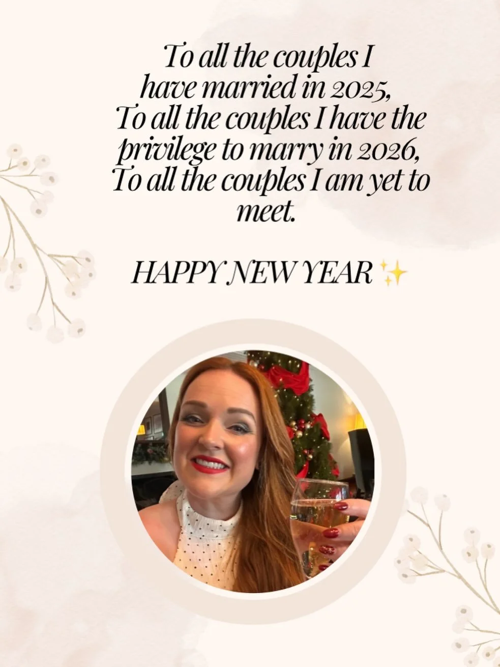 Cheers to the new year!! 2026 couples this is your year! I can&rsquo;t wait to marry you 🥂 ✨ 

Love Lolly 🌹 

#melbournecelebrant #itsyouryear #2026brides #celebrant #heresto2026