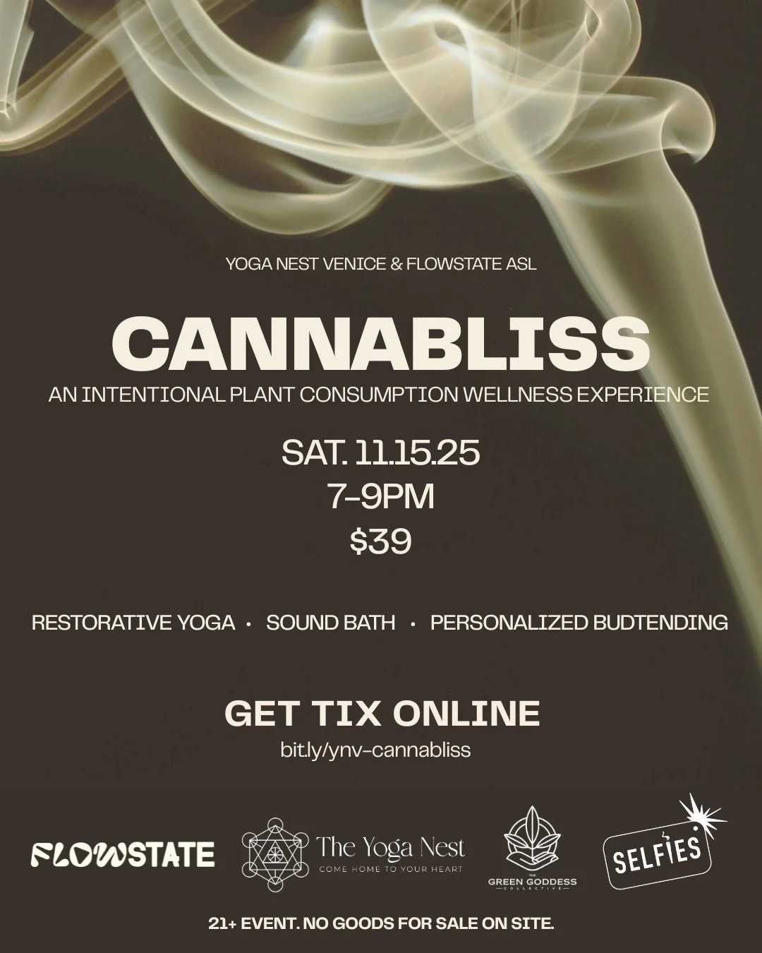 EARLY BIRD DISCOUNT! From now until 11/8, get tix $10 off (link in bio)

📆 Saturday, November 15th
⏰ 7-9pm
📍 Yoga Nest Venice (38 Washington Blvd)
🎟️ $39 ($10 off until 11/8!)
🔗 Tix at the link in bio

@selfiesbyheshies will be back, providing a 