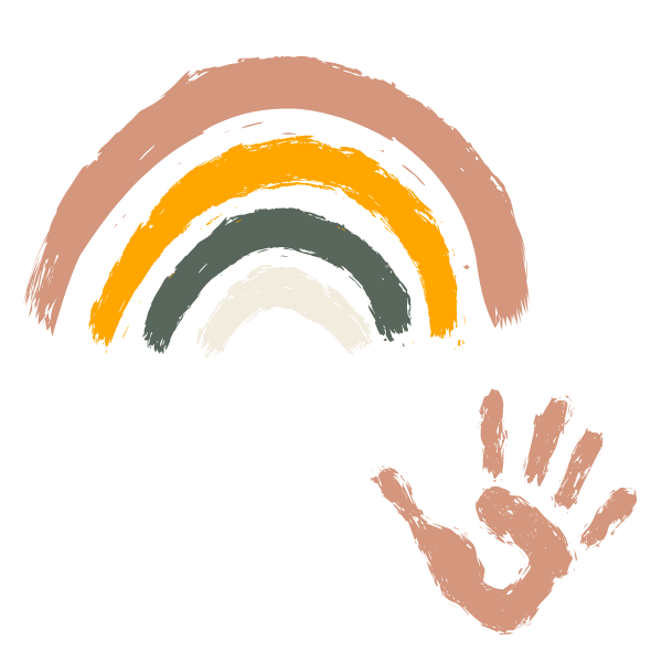 Rainbow and a hand that has been painted