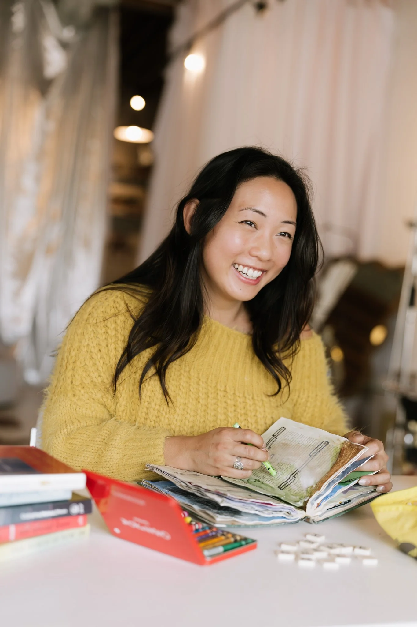 Person journaling during art therapy