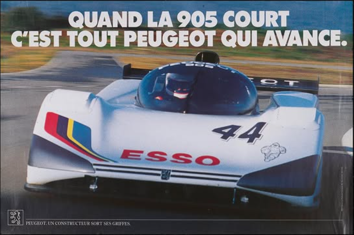 Peugeot 905 Racing Ad (Image source: Instagram @archivesautomobiles