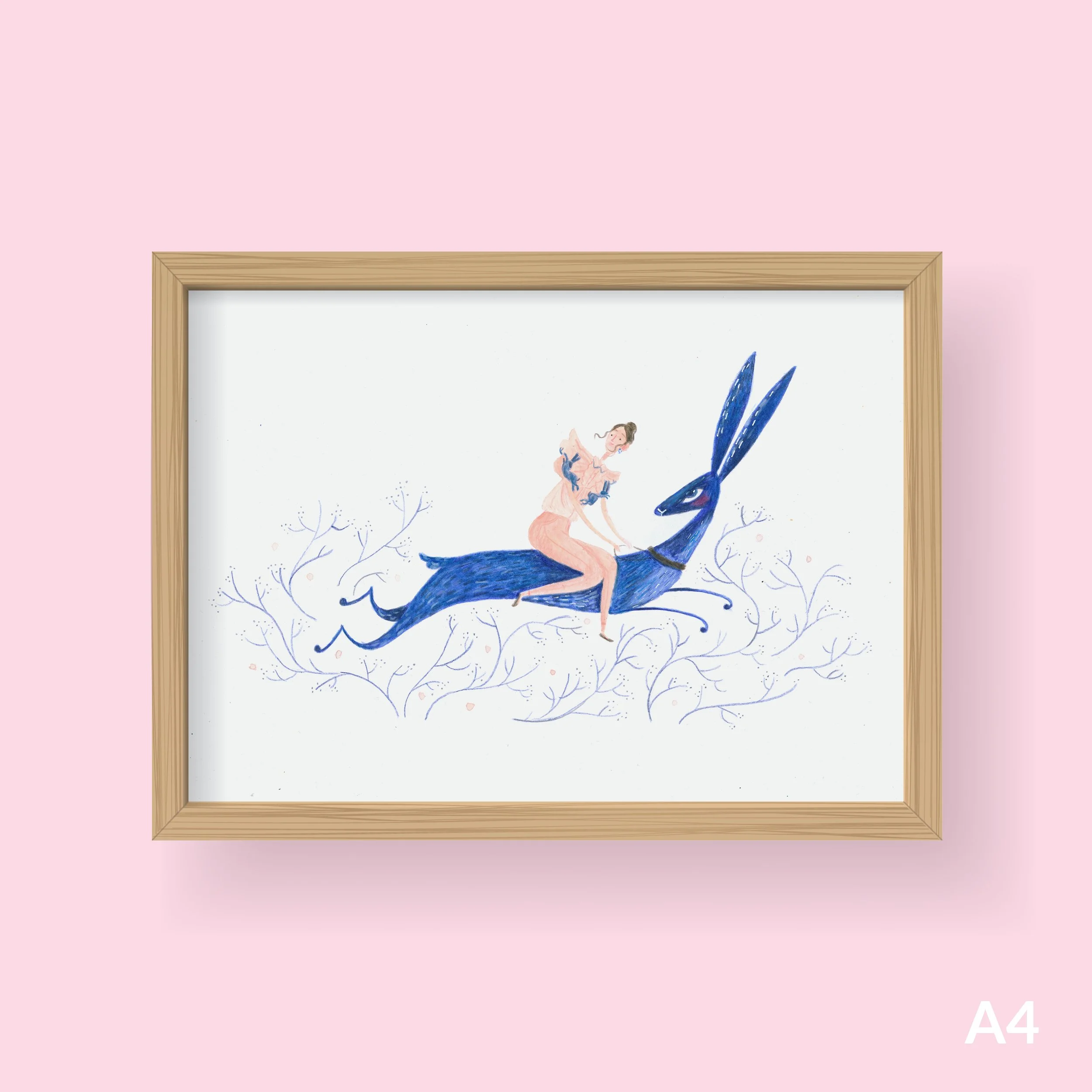 Original drawing 'Girl and Hare'