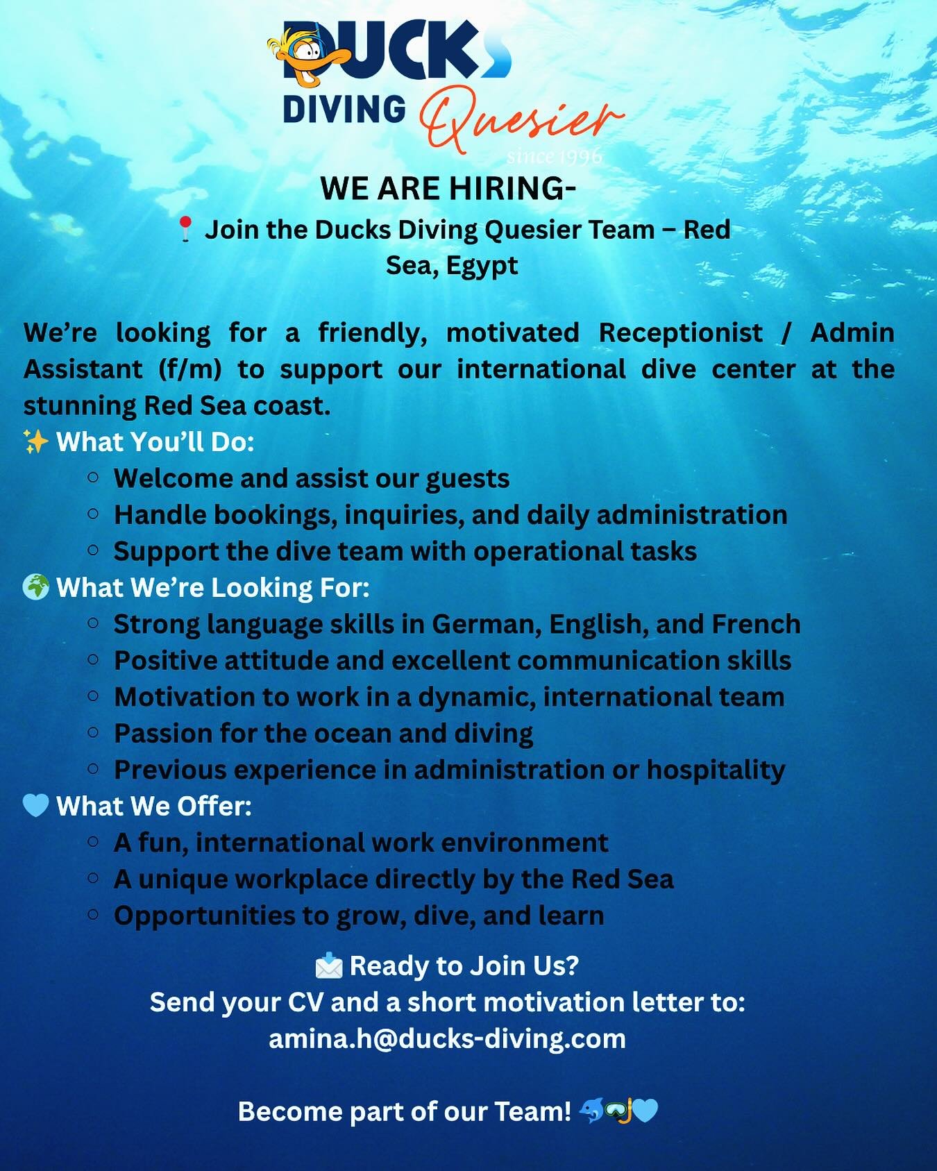 Hey everyone! We are hiring! Tell your friends and family! We are excited to hear from you all! Spread the word please ❤️