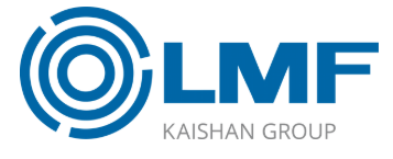 OLMF Kaishan Group logo with blue concentric circular emblem and bold blue lettering