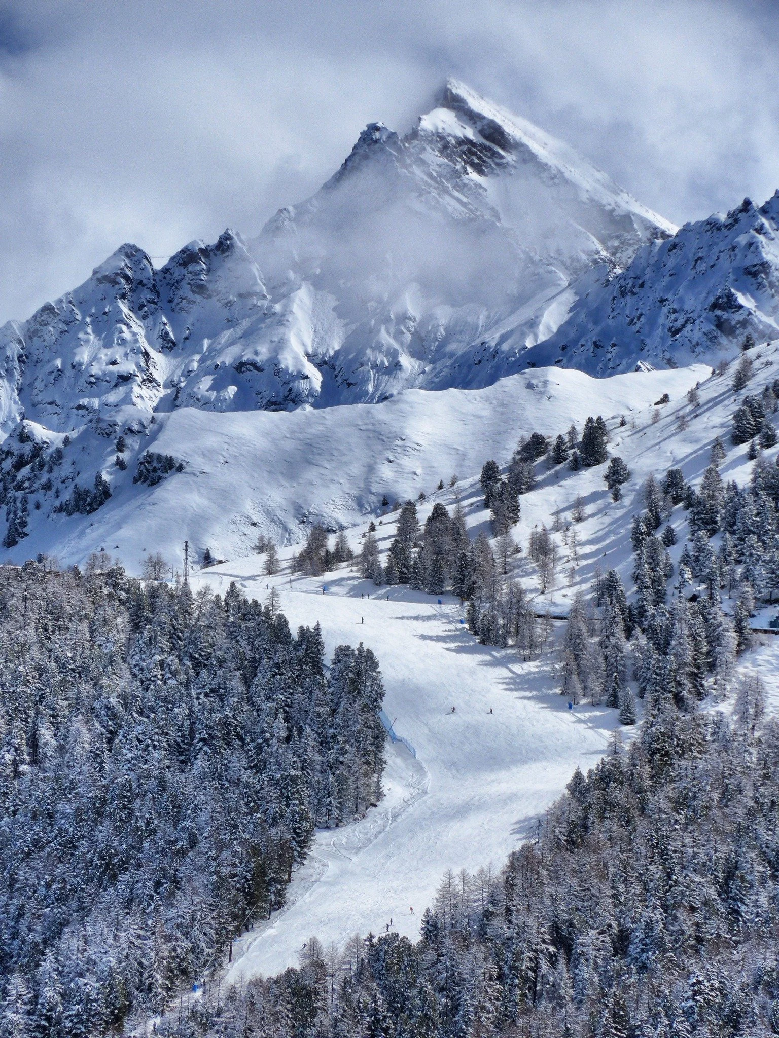 Snowtop mountain at Pila Ski Resort, Aosta Valley in Italian Alps