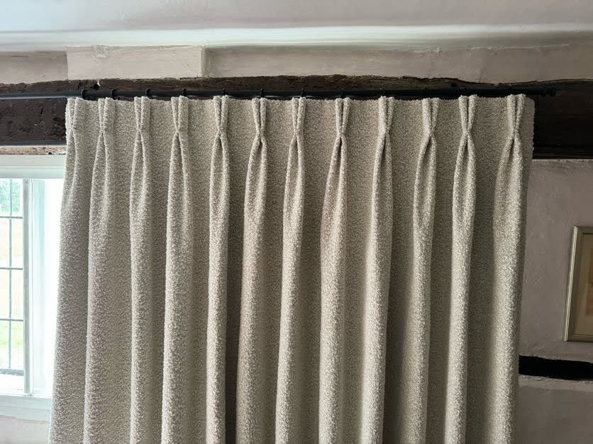 3inch Double Pleat Blackout Curtains. Fabric: Bill Beaumont Struktur