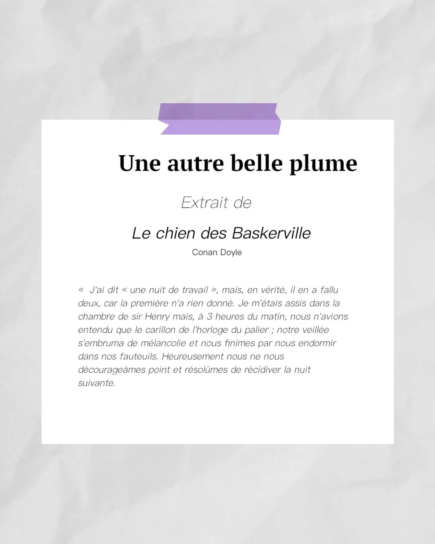 Une autre belle plume consacr&eacute;e &agrave; l'incontournable classique de Conan Doyle &quot;Le chien des Baskerville&quot;. &Agrave; lire et &agrave; relire !

www.leseditionsaupluriel.com
www.atelier-pluriel.com

#lire #lirecestlavie #lirepourle