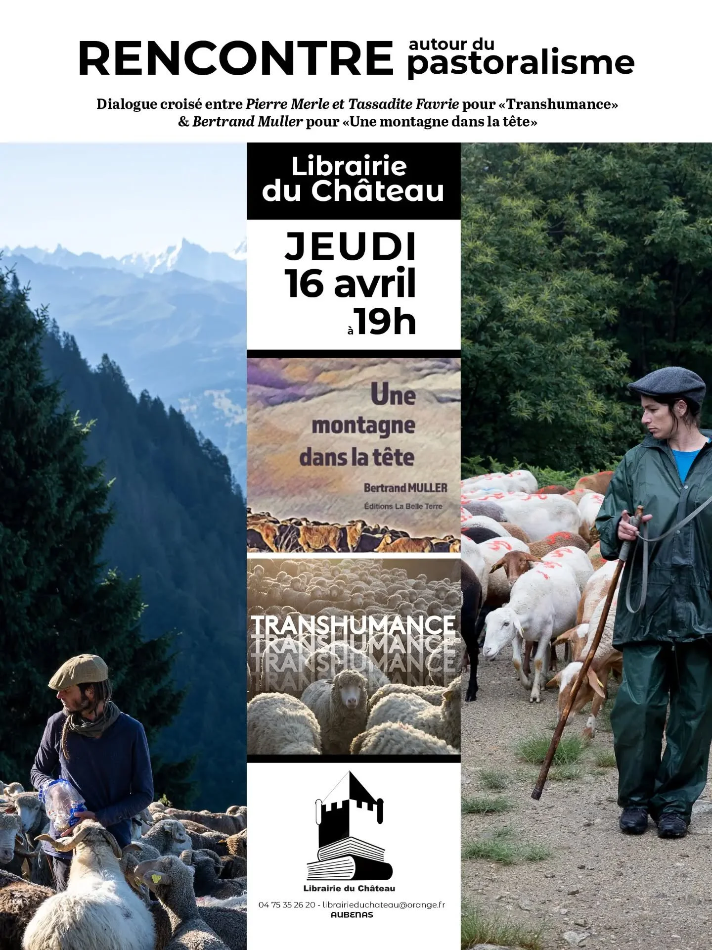 Dialogue crois&eacute; autour de la transhumance entre Pierre Merle, Tassadite Favrie et Bertrand Muller.
Une belle rencontre en perspective avec le photographe et l'auteure de "Transhumance" ainsi que l'&eacute;crivain d' "Une montagn