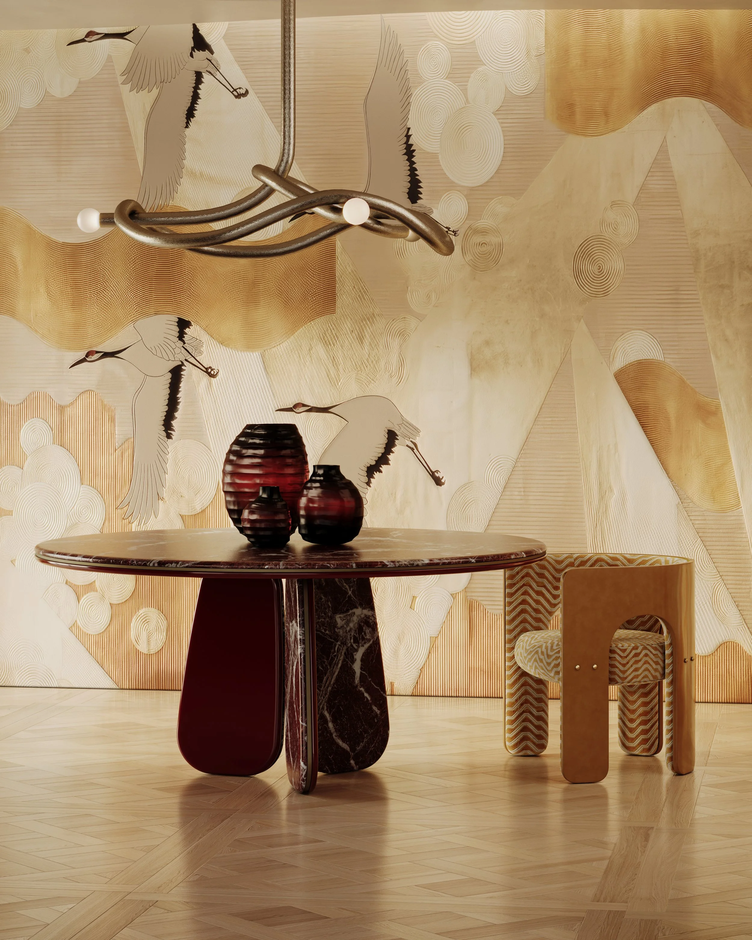 Vaggari Round Dining Table, Robusta Chair.