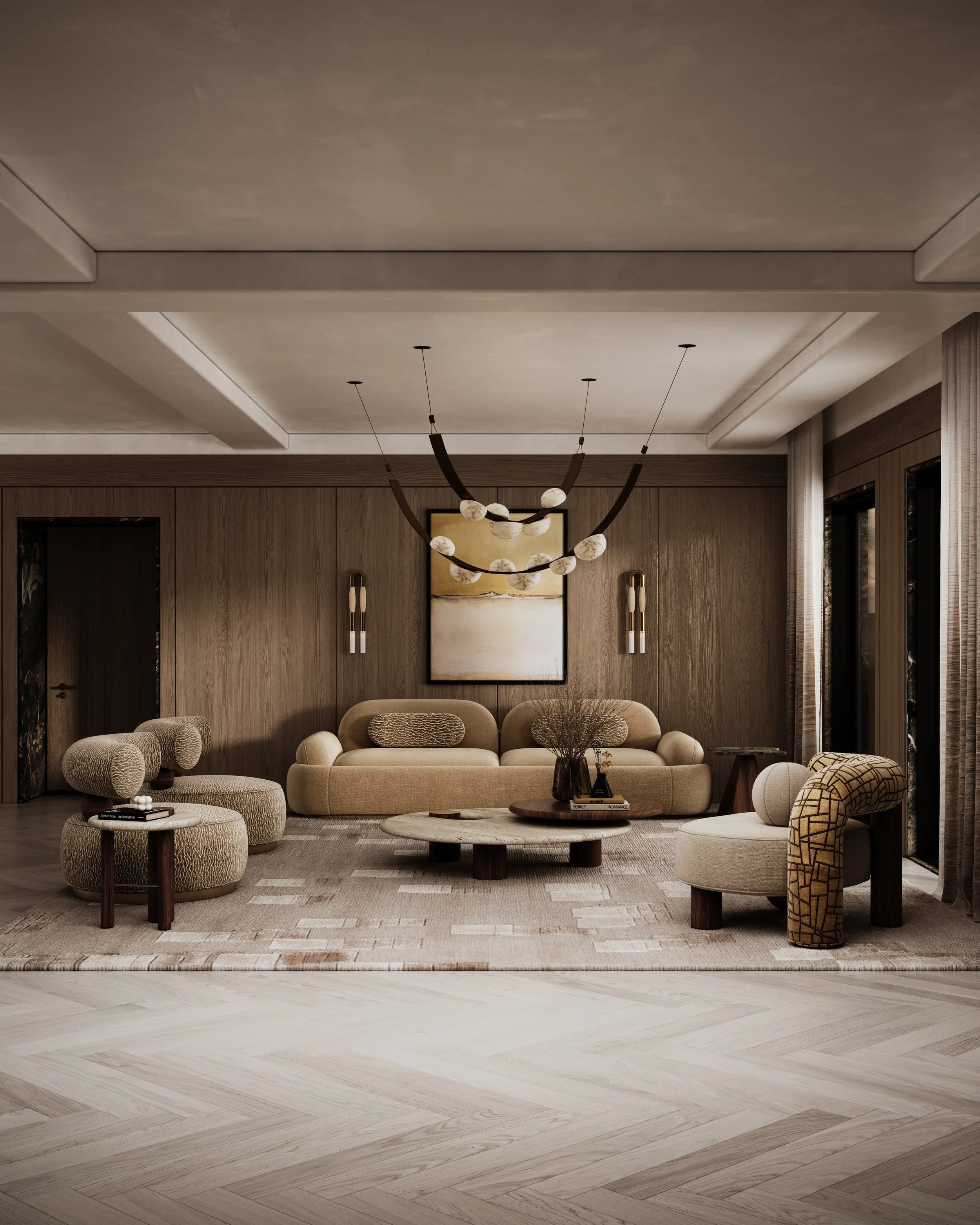 Banjo Sofa, Soleil Armchair, Aretha Armchair, Minca Coffee Table, Minca Side Table, Bagatelle Side Table.