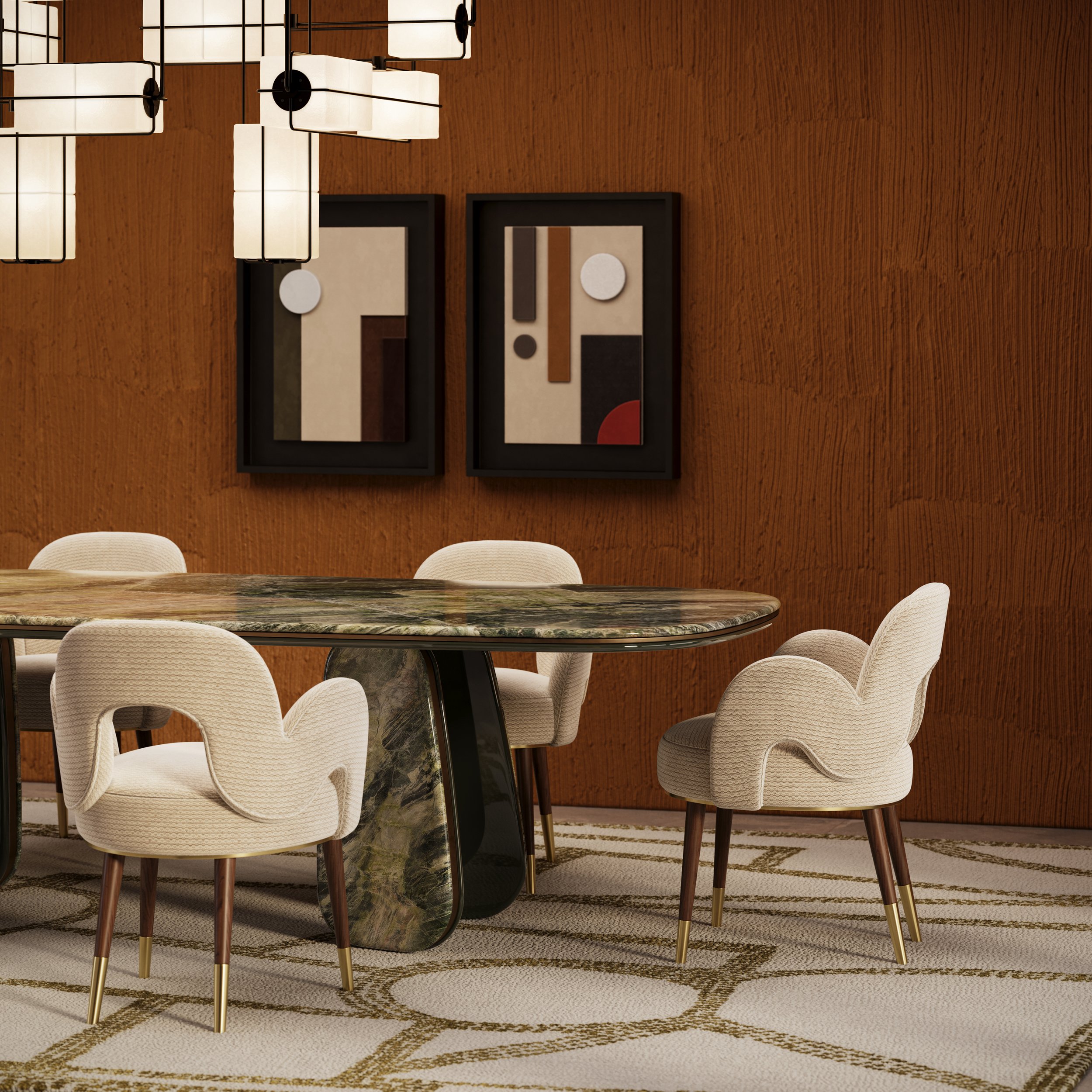 Amuse Chair, Vaggari Dining Table.