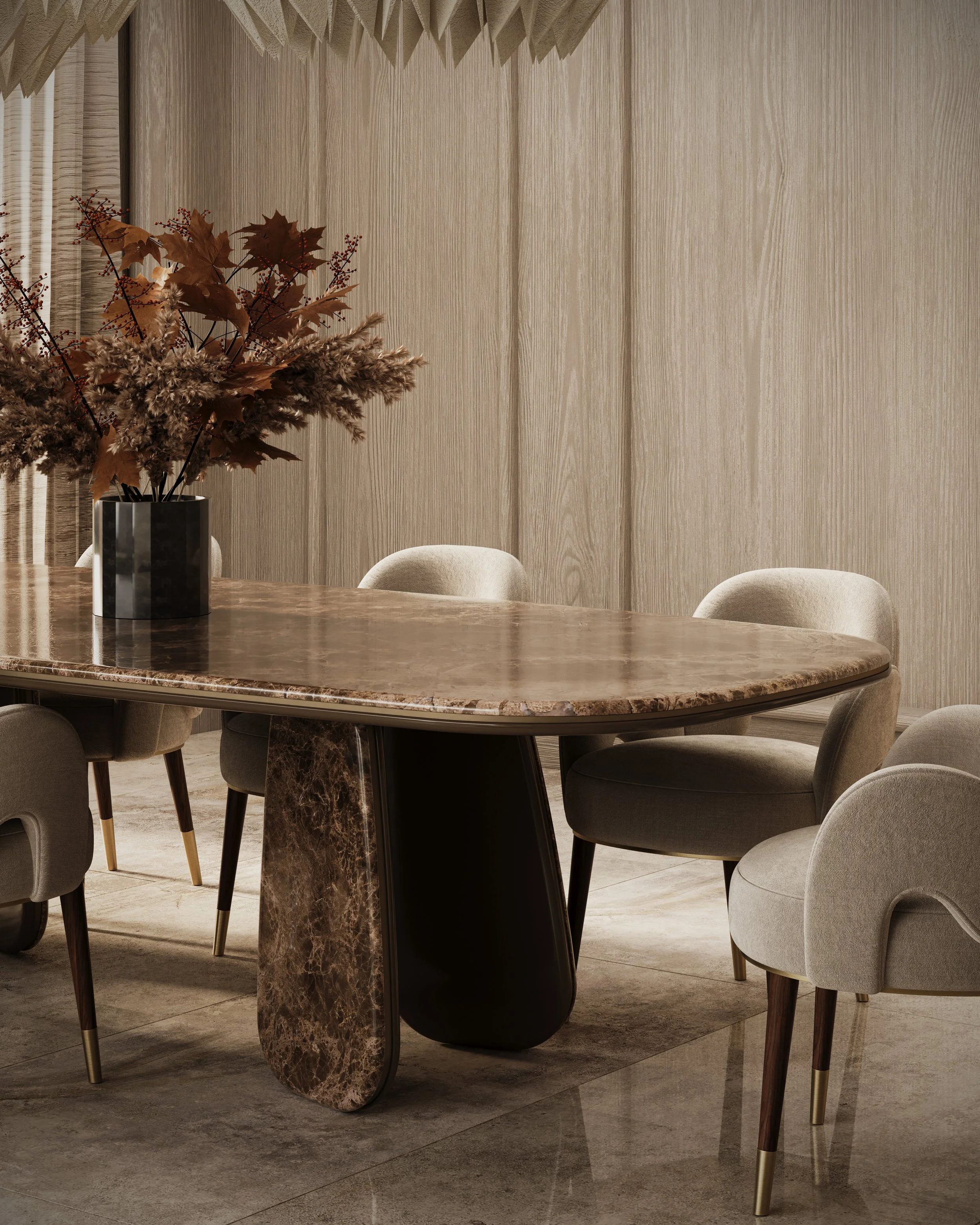 Vaggari Dining Table, Amuse Chair