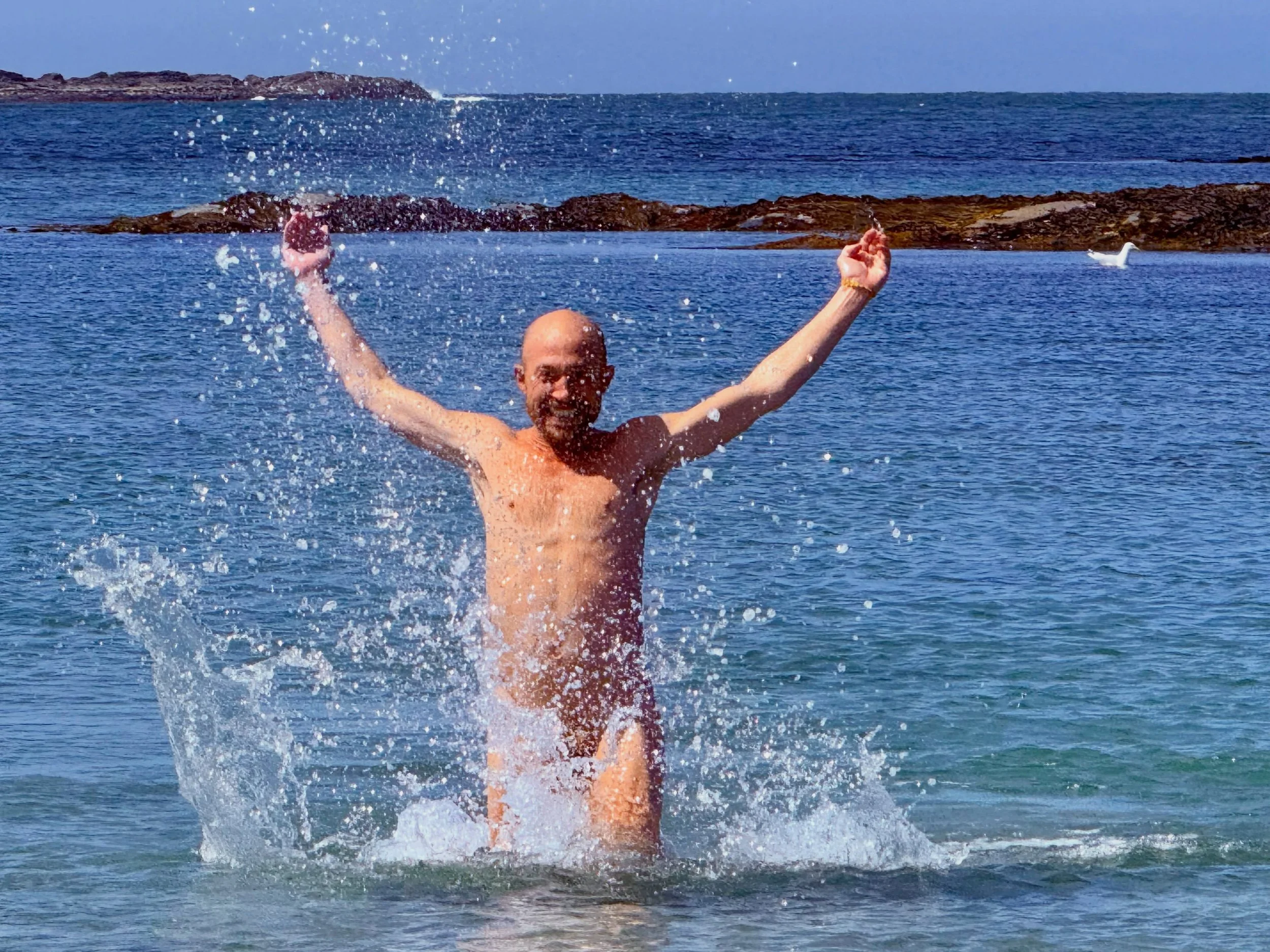 I never set out to teach naked yoga, the opportunity arose 8 years ago and our little experiment has lead to over 40 naked yoga retreats in Portugal.

We wild swim naked in Portugal, hang out in the sauna in Cornwall and Sweden naked, sometimes we da