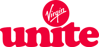 Virgin Unite logo with pink circle and stylized white text