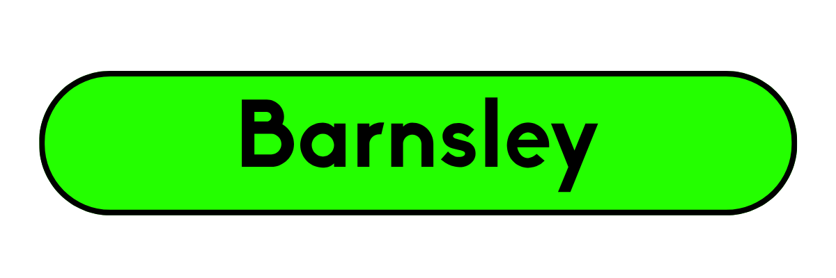 Green oval sign with a black border and black text that reads 'Barnsley'.